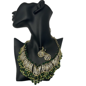 GREEN Diamond Necklace Set NEW